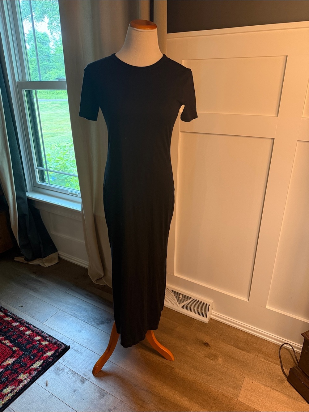 Ag Adriano Goldschmied Black Short Sleeve Maxi Dress